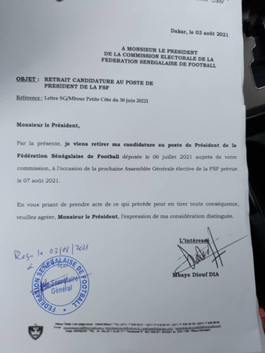Elections FSF : Allié d'Augustin Senghor, Mbaye Diouf Dia retire officiellement sa candidature - wiwsport Elections FSF : Allié d'Augustin Senghor, Mbaye Diouf Dia retire officiellement sa candidature - wiwsport