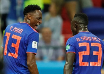 Pologne-Colombie: Yerry Mina ouvre le score pour les Colombiens 0-1