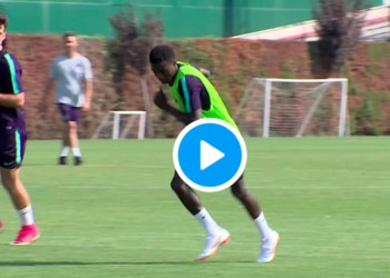 1er entrainement de Moussa Wagué avec le FC Barcelone B