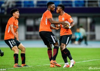 But de Makhete Diop (Tianjin Teda 2-2 Beijing Renhe)