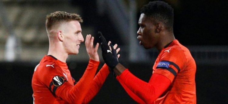 504 media365 sport news 358 be6 4da8fc58bc6d9a72d05cf076f6 ligue europa groupe k porte par ismaila sarr rennes domine astana et se hisse en 16emes de finale 8717431 bourigeaud sarr rennes 1024x425 ext