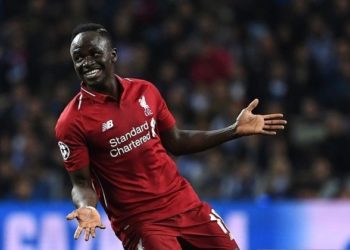 Liverpool's Senegalese striker Sadio Mane celebrates his goal during the UEFA Champions League quarter-final second leg football match between FC Porto and Liverpool at the Dragao Stadium in Porto on April 17, 2019. (Photo by Paul ELLIS / AFP)        (Photo credit should read PAUL ELLIS/AFP/Getty Images)