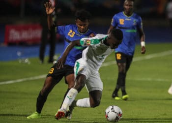 23 June 2019, Egypt, Cairo: Tanzania's Mudathiri Yahya and Senegal's Idrissa Gueye battle for the ball during the 2019 Africa Cup of Nations Group C soccer match between Senegal and Tanzania at the 30 June Stadium. Photo: Omar Zoheiry/dpa (Photo by Omar Zoheiry/picture alliance via Getty Images)
