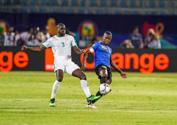 Kalidou Koulibaly of Senegal  and Mbwana Ally Samatta of Tanzania    challenging for the ball during the 2019 African Cup of Nations match between Senegal and Tanzania at the 30 November Stadium in Cairo, Egypt on June 23,2019. (Photo by Ulrik Pedersen/NurPhoto via Getty Images)