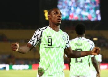 Soccer Football - Africa Cup of Nations 2019 - Third Place Play Off - Tunisia v Nigeria - Al Salam Stadium, Cairo, Egypt - July 17, 2019  Nigeria's Odion Ighalo celebrates scoring their first goal    REUTERS/Sumaya Hisham