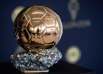 The Ballon d'Or trophy is displayed during a press conference to present the new Ballon d'Or trophy, on the outskirts of Paris, on September 19, 2019. (Photo by Thomas SAMSON / AFP)