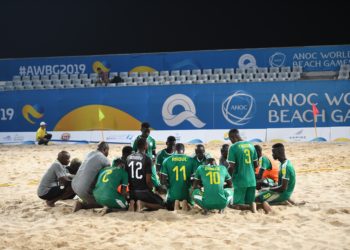 Doha, Qatar - October 11, 2019: PAR vs SEN in Men's Beach Soccer at Katara Beach during day one of the 1st ANOC World Beach Games Qatar 2019 (Photo Nassos Triantafyllou / Laurel Photo Services)
