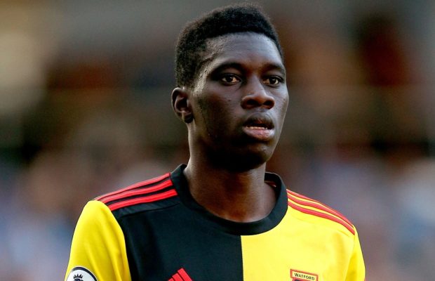 Watford's Ismaila Sarr during the match Manchester City v Watford - Premier League - Etihad Stadium 21-09-2019 . (Photo by  Nigel French/EMPICS/PA Images via Getty Images)
