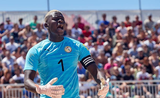 NAZARE, PORTUGAL - AUGUST 13: Al Seyni Ndiaye of Senegal reacts during the match between Portugal and Senegal during day 1 of Mundialito Nazare 2019 at Estadio Do Viveiro on August 13, 2019 in Nazare, Portugal. (Photo by Quality Sport Images/Getty Images)