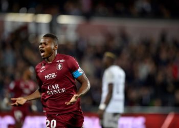 Metz's Senegalese forward Habib Diallo celebrates after scoring a goal during the French L1 football match between Metz (FCM) and Toulouse (TFC) at Saint Symphorien stadium in Longeville-lès-Metz, eastern France, on September 28, 2019. (Photo by JEAN-CHRISTOPHE VERHAEGEN / AFP)        (Photo credit should read JEAN-CHRISTOPHE VERHAEGEN/AFP via Getty Images)
