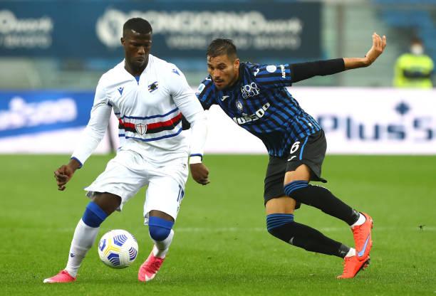 Vidéo - La Sampdoria surprend l’Atalanta, Keita Baldé décisif - wiwsport BERGAMO, ITALY - OCTOBER 24: Keita Balte of UC Sampdoria competes for the ball with Jose Luis Palomino of Atalanta BC during the Serie A match between Atalanta BC and UC Sampdoria at Gewiss Stadium on October 24, 2020 in Bergamo, Italy. (Photo by Marco Luzzani/Getty Images)