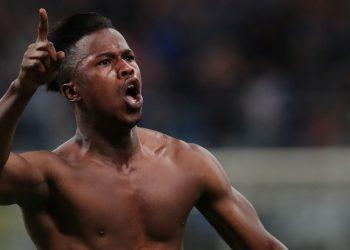 MILAN, ITALY - MAY 26:  Keita Balde of FC Internazionale celebrates after scoring the opening goal during the Serie A match between FC Internazionale and Empoli FC at Stadio Giuseppe Meazza on May 26, 2019 in Milan, Italy.  (Photo by Emilio Andreoli/Getty Images)