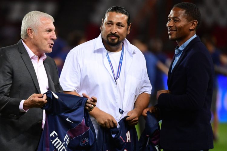 PSG celebrate their 1000th match at the Parc des Princes with former players (L-R) Vincent Guerin, Luis Fernandez, Eric Rabesandratana and Jean Pierre Fanfan during the French Ligue 1 match between Paris Saint Germain and AS Saint Etienne at Parc des Princes on September 9th, 2016 in Paris, France. (Photo by Dave Winter/Icon Sport)