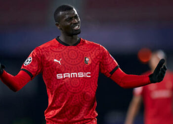 RENNES, FRANCE - DECEMBER 08: M'Baye Niang of Stade Rennais looks on during the UEFA Champions League Group E stage match between Stade Rennais and Sevilla FC at Roazhon Park on December 08, 2020 in Rennes, France. (Photo by Mateo Villalba/Quality Sport Images/Getty Images)