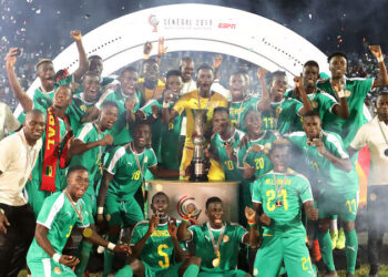 Senegal players celebrates lifting the trophy during the 2019 WAFU Cup of Nations Final match between Ghana and Senegal at the Stade Lat Dior, Thies on the 13 October 2019 ©Muzi Ntombela/BackpagePix