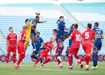 FARO, PORTUGAL - JULY 27: Bono of Sevilla FC in action during a Pre Season Friendly Match between Sevilla FC and Paris Saint-Germain at Estadio Algarve on July 27, 2021 in Faro, Portugal. (Photo by Fran Santiago/Getty Images)
