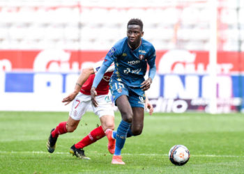 Pape Matar SARR of FC Metz during the Ligue 1 match between Stade Reims and FC Metz at Stade Auguste Delaune on April 18, 2021 in Reims, France. (Photo by Hugo Pfeiffer/Icon Sport via Getty Images)