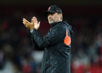 Liverpool manager Jurgen Klopp applauds the fans after the pre-season friendly match at Anfield, Liverpool. Picture date: Monday August 9, 2021. (Photo by Peter Byrne/PA Images via Getty Images)