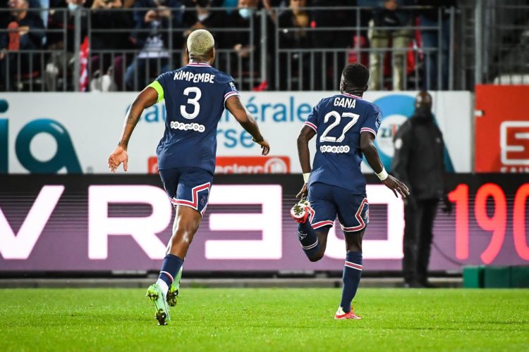 Ligue 1 / Brest - PSG : Idrissa Gueye élu homme du match ! - wiwsport Idrissa GUEYE of PSG celebrate his goal with teammates during the Ligue 1 Uber Eats match between Brest and Paris Saint Germain at Stade Francis Le Ble on August 20, 2021 in Brest, France. (Photo by Matthieu Mirville/Icon Sport) - Stade Francis-Le-Blé - Brest (France)