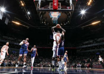 BROOKLYN, NY - NOVEMBER 17: Tacko Fall #99 of the Cleveland Cavaliers drives to the basket during the game against the Brooklyn Nets on November 17, 2021 at Barclays Center in Brooklyn, New York. NOTE TO USER: User expressly acknowledges and agrees that, by downloading and or using this Photograph, user is consenting to the terms and conditions of the Getty Images License Agreement. Mandatory Copyright Notice: Copyright 2021 NBAE (Photo by Nathaniel S. Butler/NBAE via Getty Images)