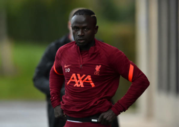 KIRKBY, ENGLAND - NOVEMBER 05: (THE SUN OUT, THE SUN ON SUNDAY OUT) Sadio Mane of Liverpool during a training session at AXA Training Centre on November 05, 2021 in Kirkby, England. (Photo by Andrew Powell/Liverpool FC via Getty Images)