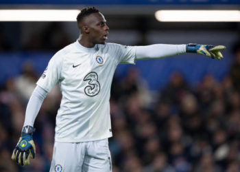 LONDON, ENGLAND - NOVEMBER 28: Edouard Mendy of Chelsea during the Premier League match between Chelsea and Manchester United at Stamford Bridge on November 28, 2021 in London, England. (Photo by Visionhaus/Getty Images)
