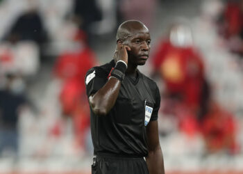 DOHA, QATAR - FEBRUARY 11: Match Referee Maguette Ndiaye gestures during the FIFA Club World Cup Qatar 2020 3rd Place Play off match between Al Ahly and SE Palmeiras at the Education City Stadium on February 11, 2021 in Doha, Qatar. (Photo by Fadi El Assaad - FIFA/FIFA via Getty Images)
