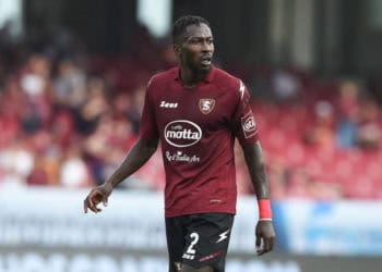 Mamadou Coulibaly of US Salernitana 1919 looks on during the Serie A match between US Salernitana 1919 and  Genoa CFC at Stadio Arechi, Salerno, Italy on 2 October 2021.  (Photo by Giuseppe Maffia/NurPhoto via Getty Images)