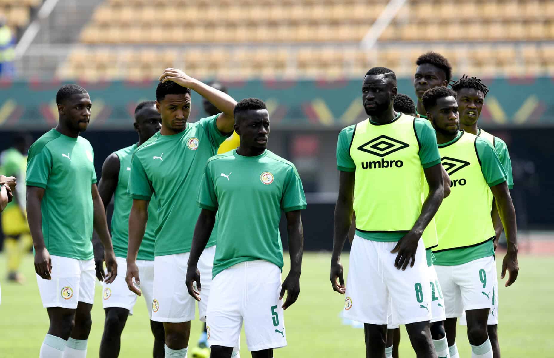 Gv of Senegal warm up during the 2021 Africa Cup of Nations Finals football match between Senegal and Zimbabwe on the 10 January 2022 at Omnisport Stadium Bafoussam, Cameroon / Pic Sydney Mahlangu/Sports Inc - Photo by Icon sport - --- - Abdou DIALLO - Idrissa GUEYE - Boulaye DIA - Fode BALLO-TOURE - Cheikhou KOUYATE - Kouekong Stadium - Bafoussam (Cameroun)