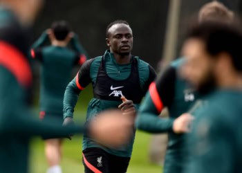 KIRKBY, ENGLAND - APRIL 22: (THE SUN OUT, THE SUN ON SUNDAY OUT) Sadio Mane of Liverpool during a training session at AXA Training Centre on April 22, 2022 in Kirkby, England. (Photo by Andrew Powell/Liverpool FC via Getty Images)
