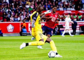 Alfred GOMIS of Rennes during the Ligue 1 match between Lille and Rennes at Stade Pieere Mauroy on May 21, 2022 in Lille, France. (Photo by Sandra Ruhaut/Icon Sport via Getty Images)