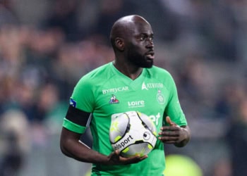SAINT-ETIENNE, FRANCE - MARCH 18: Sada Thioub of Saint-Etienne serves the ball during the Ligue 1 Uber Eats match between AS Saint-Etienne and ESTAC Troyes at Stade Geoffroy-Guichard on March 18, 2022 in Saint-Etienne, France. (Photo by Marcio Machado/Eurasia Sport Images/Getty Images)