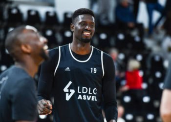 Youssoupha FALL of ASVEL during the Turkish Airlines Euroleague match between ASVEL LDLC and Olimpia Milan at The Astroballe on April 7, 2022 in Villeurbanne, France. (Photo by Franco Arland/Icon Sport via Getty Images)