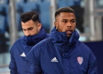 Balde Diao Keita of Cagliari Calcio during the italian soccer Serie A match Cagliari Calcio vs Udinese Calcio on December 18, 2021 at the Unipol Domus in Cagliari, Italy (Photo by Luigi Canu/LiveMedia/NurPhoto via Getty Images)