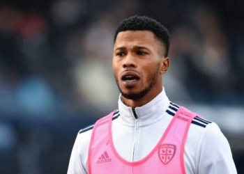Balde Diao Keita (Cagliari Calcio) during the italian soccer Serie A match Empoli FC vs Cagliari Calcio on February 13, 2022 at the Carlo Castellani stadium in Empoli, Italy (Photo by Lisa Guglielmi/LiveMedia/NurPhoto via Getty Images)