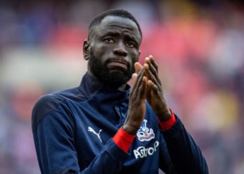 LONDON, ENGLAND - APRIL 17: Cheikhou Kouyate of Crystal Palace during The FA Cup Semi-Final match between Chelsea and Crystal Palace at Wembley Stadium on April 17, 2022 in London, England. (Photo by Sebastian Frej/MB Media/Getty Images)