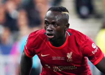 PARIS, FRANCE - MAY 28:  Sadio Mane of Liverpool in action during the UEFA Champions League final match between Liverpool FC and Real Madrid at Stade de France on May 28, 2022 in Paris, France. (Photo by Etsuo Hara/Getty Images)