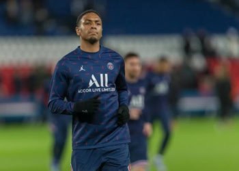 PARIS, FRANCE - DECEMBER 07: (BILD OUT) Abdou Diallo of Paris Saint-Germain Looks on prior to the UEFA Champions League group A match between Paris Saint-Germain and Club Brugge KV at Parc des Princes on December 7, 2021 in Paris, France. (Photo by Harry Langer/DeFodi Images via Getty Images)