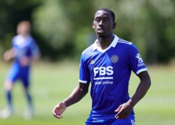 SEAGRAVE, ENGLAND - JULY 09: Boubakary Soumaré of Leicester City during the Pre-Season Friendly match between Leicester City and Notts County at Leicester City Training Ground on July 9, 2022 in Seagrave, England. (Photo by Plumb Images/Leicester City FC via Getty Images)