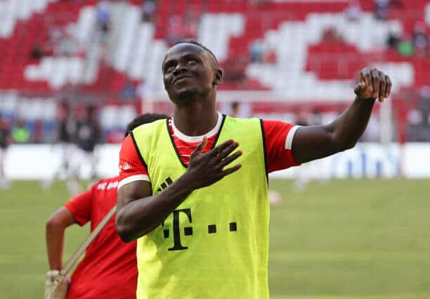 Bayern Munich - Sadio Mané : "Mon objectif est simple, c'est de gagner tous les titres possibles avec ce grand club" - wiwsport MUNICH, GERMANY - JULY 16: Sadio Mane of Bayern Muenchen during the team presentation of FC Bayern München at Allianz Arena on July 16, 2022 in Munich, Germany. (Photo by Stefan Matzke - sampics/Corbis via Getty Images)