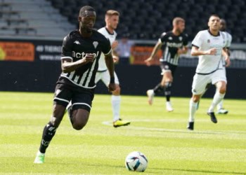Abdallah SIMA of Angers during the Friendly match between Angers SCO and Spezia at Stade Raymond Kopa on July 30, 2022 in Angers, France. (Photo by Eddy Lemaistre/Icon Sport via Getty Images)