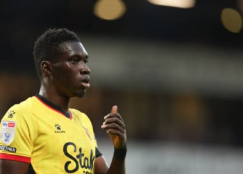 WEST BROMWICH, ENGLAND - AUGUST 08: Ismaïla Sarr of Watford during the Sky Bet Championship between West Bromwich Albion and Watford at The Hawthorns on August 8, 2022 in West Bromwich, United Kingdom. (Photo by Matthew Ashton - AMA/Getty Images)