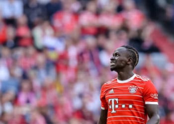 MUNICH, GERMANY - OCTOBER 29: Sadio Mane of Bayern Muenchen looks on during the Bundesliga match between FC Bayern München and 1. FSV Mainz 05 at Allianz Arena on October 29, 2022 in Munich, Germany. (Photo by Roland Krivec/DeFodi Images via Getty Images)