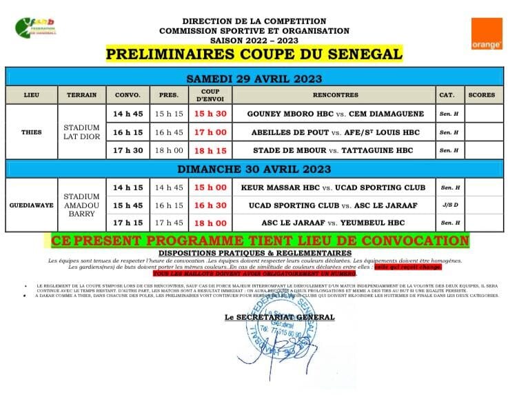 Handball - Coupe du Sénégal : Les préliminaires se joueront ce weekend ! - wiwsport Handball - Coupe du Sénégal : Les préliminaires se joueront ce weekend ! - wiwsport