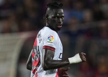 Pathe Ciss of Rayo Vallecano during the La Liga match between FC Barcelona and Rayo Vallecano played at Camp Nou Stadium on August 13, 2022 in Barcelona, Spain. (Photo by Sergio Ruiz / Pressinphoto / Icon Sport)