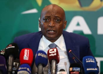 The President of the Confederation of African Football (CAF) Patrice Motsepe, Host a Press Conference, in Algiers, Algeria, October 01, 2022. (Photo by APP/NurPhoto via Getty Images)