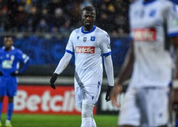 Mbaye NIANG of Auxerre during the French Cup match between Dunkerque and Auxerre at Marcel Tribut Stadium on January 8, 2023 in Dunkerque, France. (Photo by Franco Arland/Icon Sport via Getty Images)