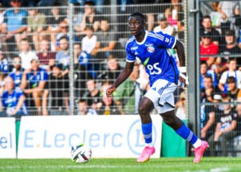 Habib DIARRA of Strasbourg during the friendly match between RC Strasbourg and SK Sturm Graz on July 26, 2023 in Colmar, France. (Photo by Daniel Derajinski/Icon Sport via Getty Images)