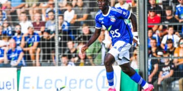 Habib DIARRA of Strasbourg during the friendly match between RC Strasbourg and SK Sturm Graz on July 26, 2023 in Colmar, France. (Photo by Daniel Derajinski/Icon Sport via Getty Images)