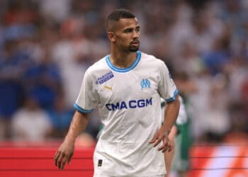 MARSEILLE, FRANCE - AUGUST 15: Iliman Ndiaye of Olympique De Marseille reacts during the UEFA Champions League Third Qualifying Round 2nd Leg match between Olympique de Marseille and Panathinaikos FC at Stade de Marseille on August 15, 2023 in Marseille, France. (Photo by Jonathan Moscrop/Getty Images)